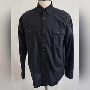 Wrangler Long Sleeve Pearl Snap Collared Shirt Mens Sz Lg  Cowboy Western Black